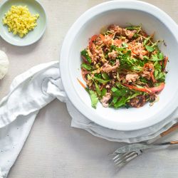 Asian Quinoa and Turkey Stir Fry Asian quinoa and turkey stir fry with lean ground turkey, cooked quinoa, fresh vegetables, and stir fry sauce.