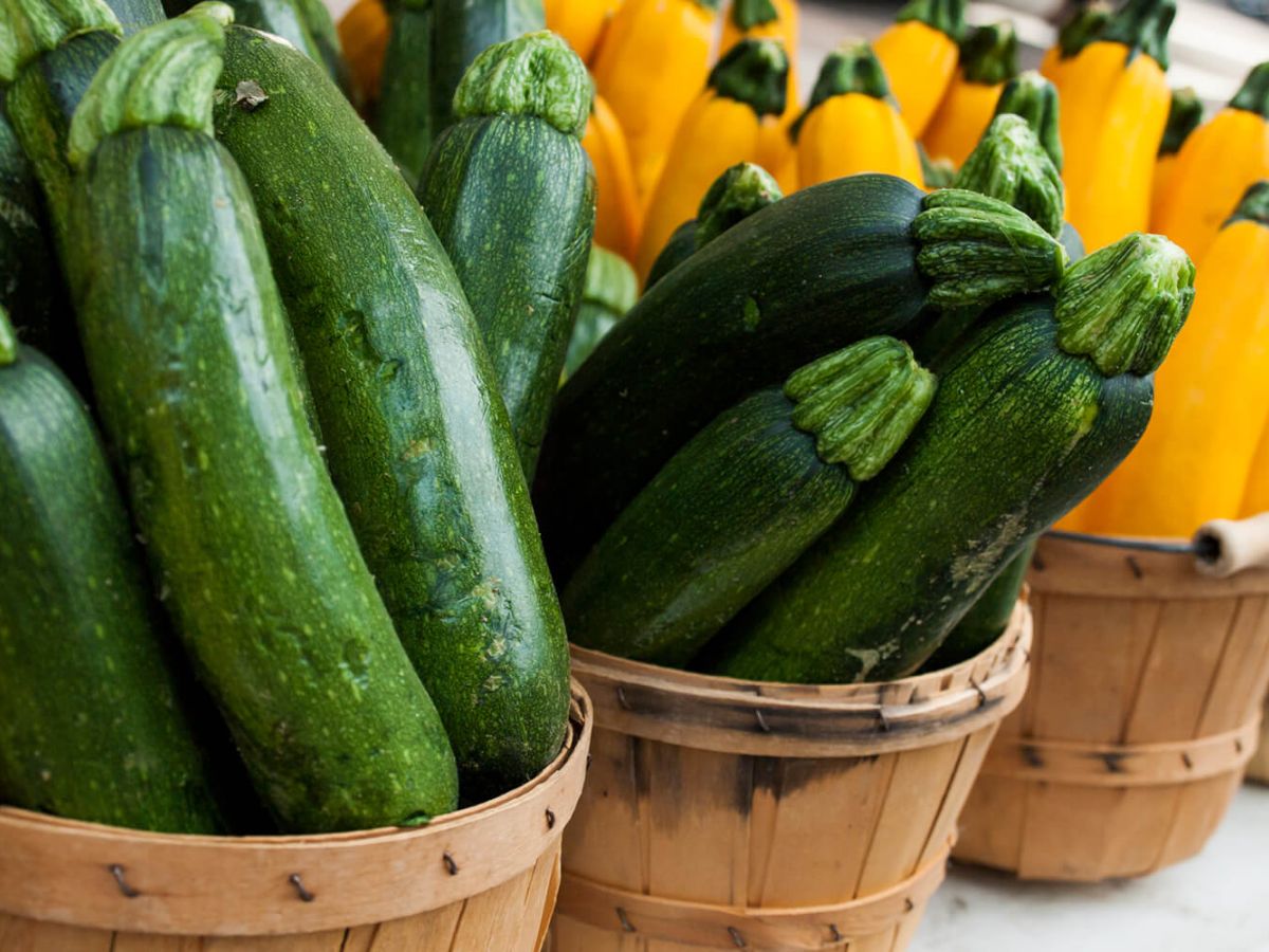 Healthy Zucchini Recipes Fresh zucchinis in baskets