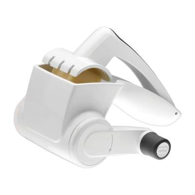 Zyliss Professional Cheese Grater, NSF Certified - Rotary Cheese Grater - Handheld Cheese Grater with Handle - Vegetable, Chocolate, Hard Cheese & Nut Grater - White